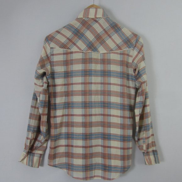 VTG 1960s Rob Roy Shirt Boys L Mens XS Multicolor Plaid Front Snap Western Shirt - Picture 2 of 7